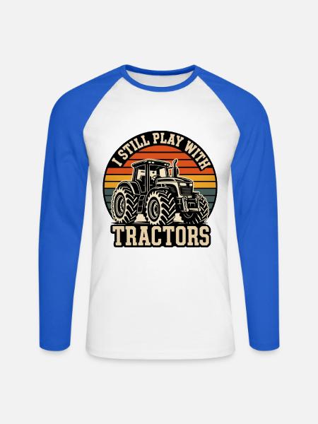 I Still Play With Tractors - Unisex Baseballshirt langarm - Weiß/Royalblau