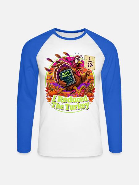 Thanksgiving Mathe Truthahn Panik Nerdwitz - Unisex Baseballshirt langarm - Weiß/Royalblau