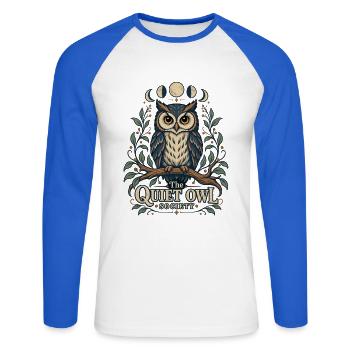 The Quiet Owl Society - Unisex Baseballshirt langarm - Weiß/Royalblau - Vorne - Nik (191cm)