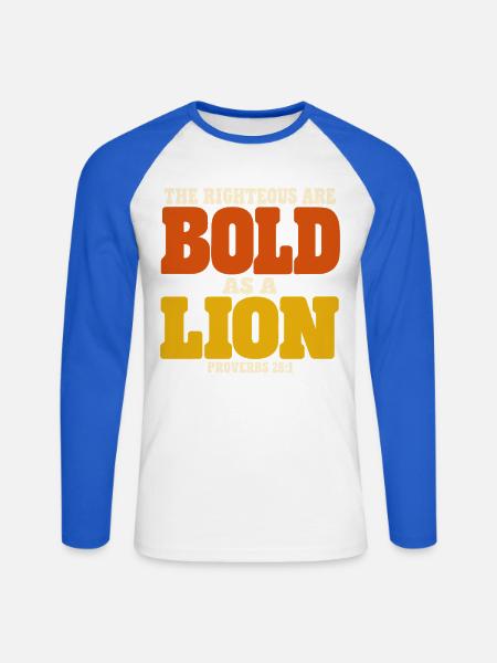 Christlicher Bibelvers Löwe Mut - Unisex Baseballshirt langarm - Weiß/Royalblau