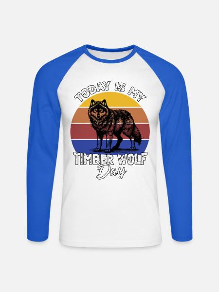 Grauwolf Timber Wolf - Unisex Baseballshirt langarm - Weiß/Royalblau