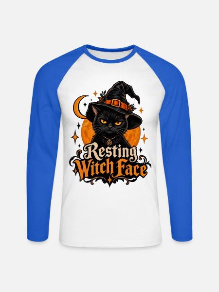 "Das ultimative "Resting Witch Face"-Design! - Unisex Baseballshirt langarm - Weiß/Royalblau