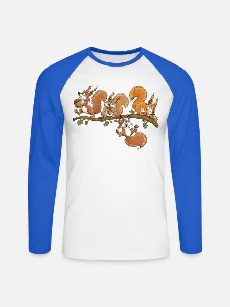 Lustige Eichhörnchen Eichel Wald Tierhumor - Unisex Baseballshirt langarm - Weiß/Royalblau