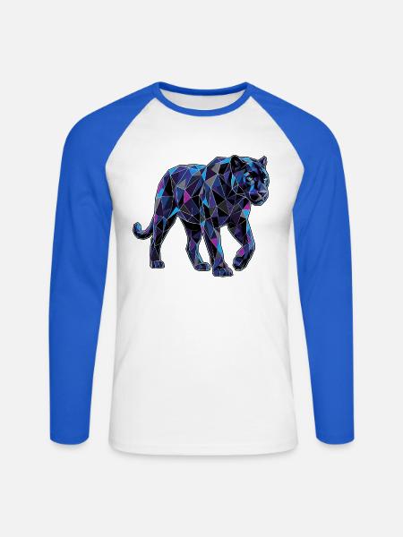 Poly Stil Panther - Unisex Baseballshirt langarm - Weiß/Royalblau