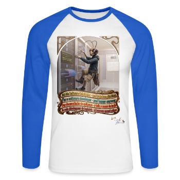 Heuschrecke JOGUE Software Entwickler IT Pop Art - Unisex Baseballshirt langarm - Weiß/Royalblau - Vorne - Nik (191cm)