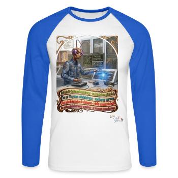 Heuschrecke JOGUE IT-Systemadministrator Admin Job - Unisex Baseballshirt langarm - Weiß/Royalblau - Vorne - Nik (191cm)