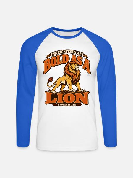 Löwenmotiv Christlicher Bibelvers - Unisex Baseballshirt langarm - Weiß/Royalblau