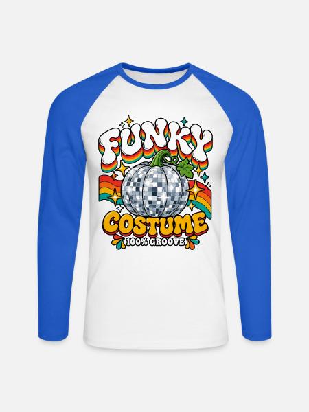 Funky Kürbis Kostüm Groove - Unisex Baseballshirt langarm - Weiß/Royalblau
