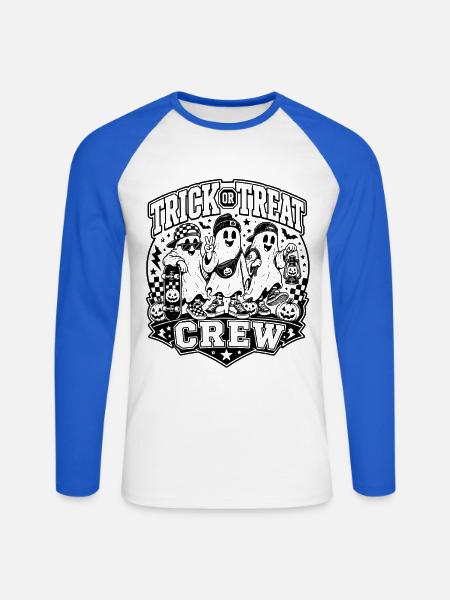 Trick or Treat Crew - Unisex Baseballshirt langarm - Weiß/Royalblau