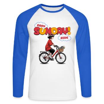 Easy Sunday Ride Fahrrad Anime Mädchen Geschenk - Unisex Baseballshirt langarm - Weiß/Royalblau - Vorne - Nik (191cm)