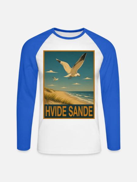 Hvide Sande - Unisex Baseballshirt langarm - Weiß/Royalblau