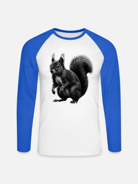 Eichhörnchen Natur - Unisex Baseballshirt langarm - Weiß/Royalblau