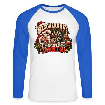 Darts lustiges weihnachtliches Motiv Dart-Motiv - Unisex Baseballshirt langarm - Weiß/Royalblau - Vorne - Nik (191cm)