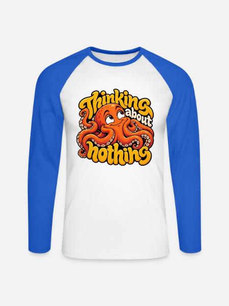 KRAKE - Unisex Baseballshirt langarm - Weiß/Royalblau
