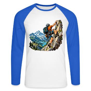 Kletter Abenteuer für Bergsteiger - Unisex Baseballshirt langarm - Weiß/Royalblau - Vorne - Nik (191cm)