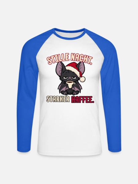 Stille Nacht starker Kaffee - Unisex Baseballshirt langarm - Weiß/Royalblau