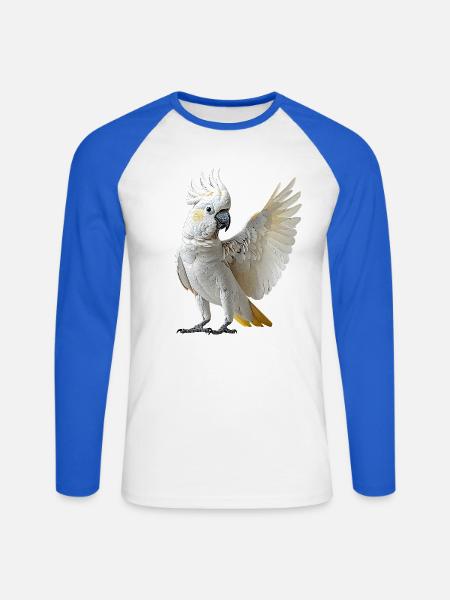 Kakadu - Unisex Baseballshirt langarm - Weiß/Royalblau