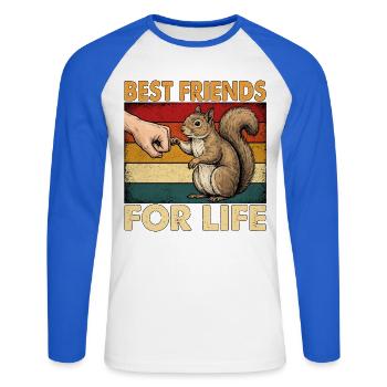 Best Friends For Life - Unisex Baseballshirt langarm - Weiß/Royalblau - Vorne - Nik (191cm)