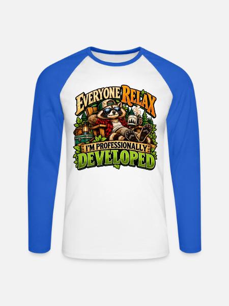 Professionell entwickelter Waschbär - Unisex Baseballshirt langarm - Weiß/Royalblau