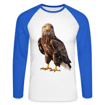 Seeadler Adler Eagle - Unisex Baseballshirt langarm - Weiß/Royalblau - Vorne - Nik (191cm)