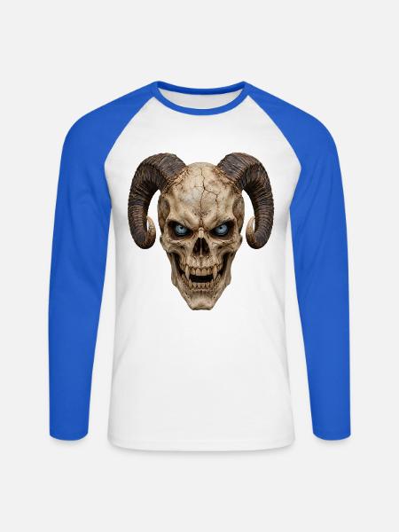 Totenkopf Halloween - Unisex Baseballshirt langarm - Weiß/Royalblau