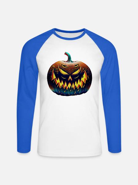 Halloween-Kuerbis - Unisex Baseballshirt langarm - Weiß/Royalblau