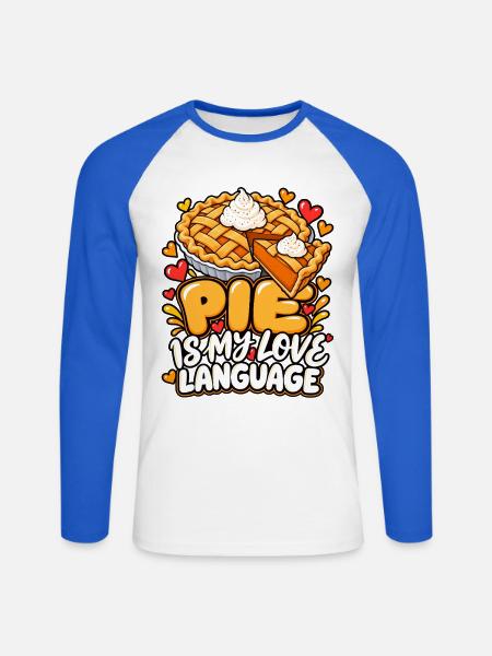 Pie ist meine Liebessprache - Unisex Baseballshirt langarm - Weiß/Royalblau