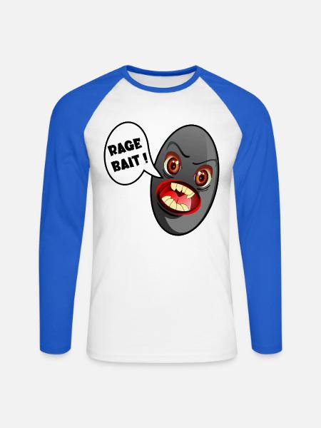 Oliven, Soziale Medien Ragebait - Unisex Baseballshirt langarm - Weiß/Royalblau