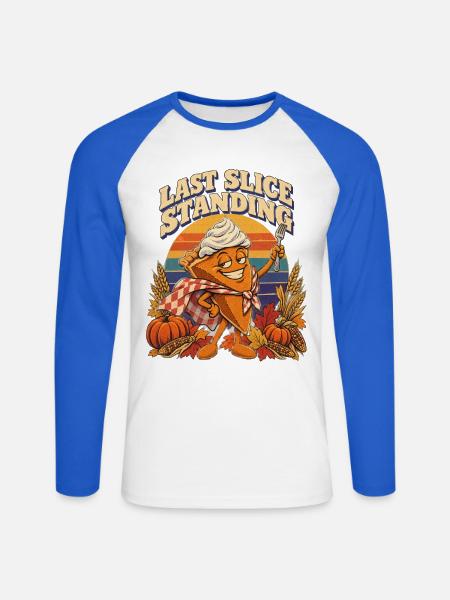 Thanksgiving Kürbiskuchen Last Slice Standing - Unisex Baseballshirt langarm - Weiß/Royalblau