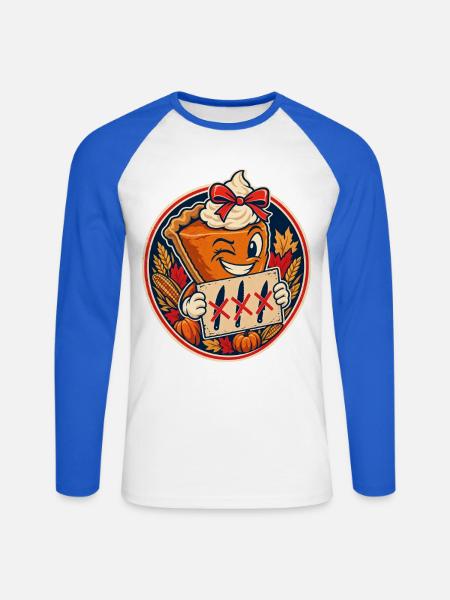Thanksgiving Kürbiskuchen Zu Süß Zum Anschneiden - Unisex Baseballshirt langarm - Weiß/Royalblau