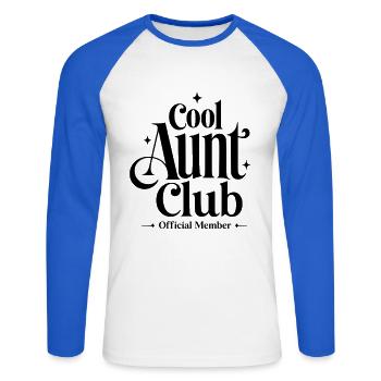 Cool Aunt Club - Unisex Baseballshirt langarm - Weiß/Royalblau - Vorne - Nik (191cm)