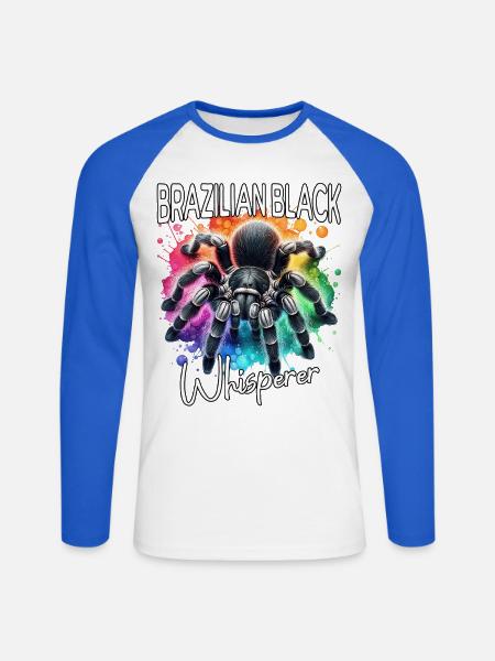 Schwarze Vogelspinne Flüsterer - Unisex Baseballshirt langarm - Weiß/Royalblau