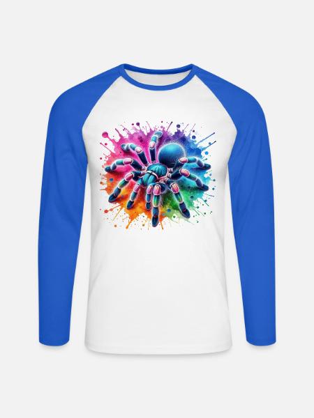 Gooty Saphir Tarantel Motiv - Unisex Baseballshirt langarm - Weiß/Royalblau