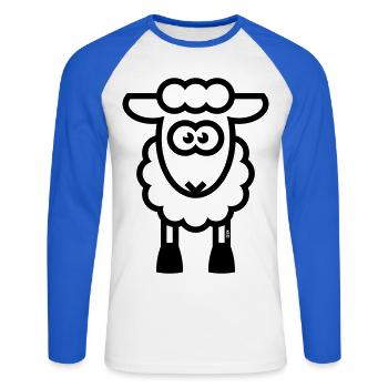 Schaf / Schäfchen / Lamm / Lämmchen (Black) - Unisex Baseballshirt langarm - Weiß/Royalblau - Vorne - Nik (191cm)