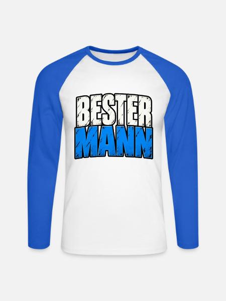 Bester Mann – Lustiger Männer Spruch - Unisex Baseballshirt langarm - Weiß/Royalblau