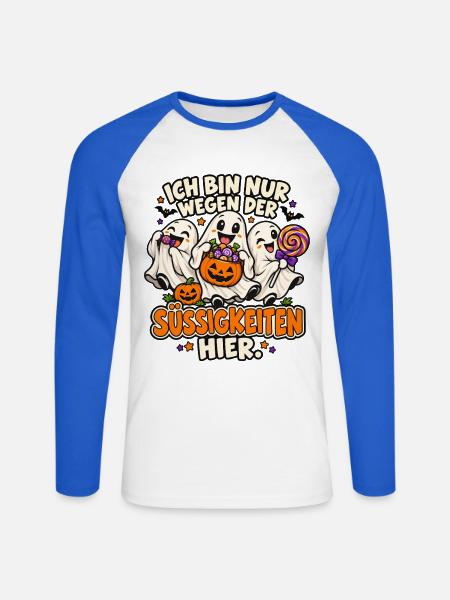 Süßigkeiten Geister Halloween - Unisex Baseballshirt langarm - Weiß/Royalblau