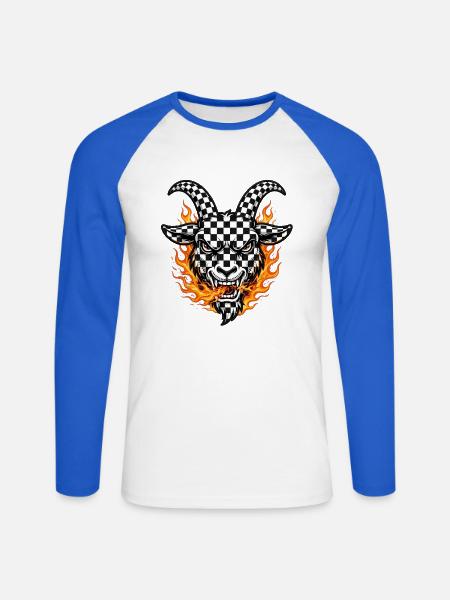 Racing Fire Goat 2027 - Checkered - Unisex Baseballshirt langarm - Weiß/Royalblau