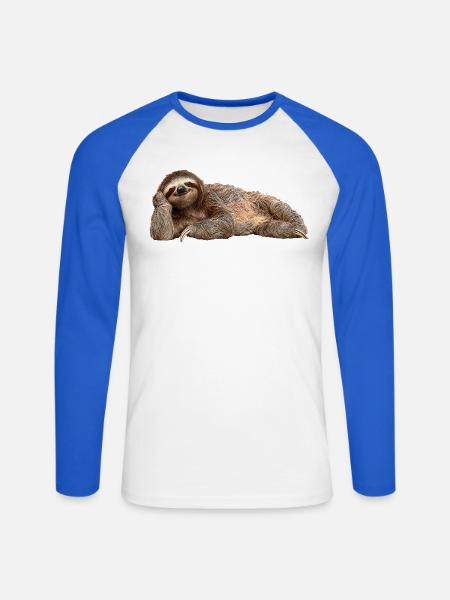 Faultier - Unisex Baseballshirt langarm - Weiß/Royalblau