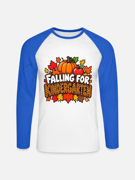 Herbstliebe Kindergarten - Unisex Baseballshirt langarm - Weiß/Royalblau