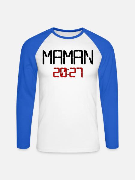 Französische Mama 2027 - Unisex Baseballshirt langarm - Weiß/Royalblau
