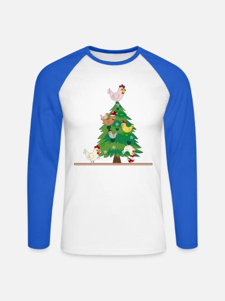 Weihnachten Hühnerstall Hühner - Unisex Baseballshirt langarm - Weiß/Royalblau