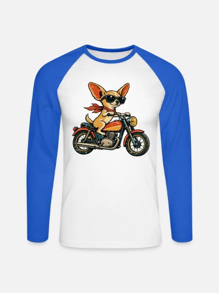 Chihuahua on Tour - Unisex Baseballshirt langarm - Weiß/Royalblau