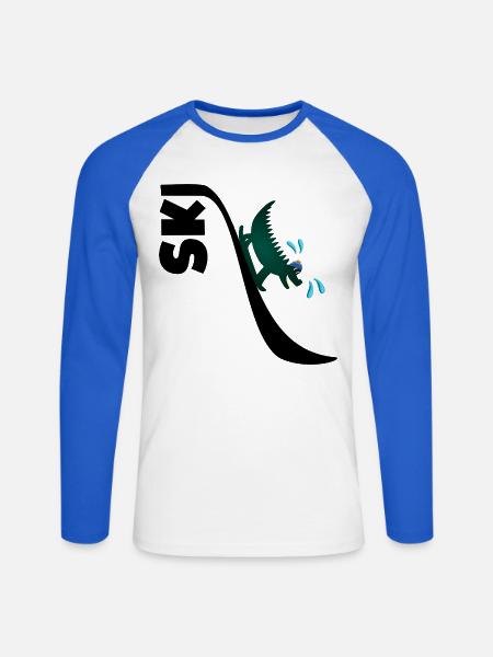 Krokodilski, Kinder-Snowboarden - Unisex Baseballshirt langarm - Weiß/Royalblau