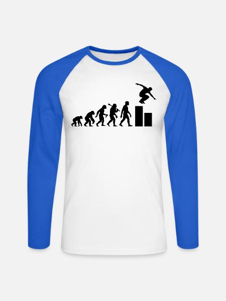 Parkour Evolution Traceur Für Parkour-Training - Unisex Baseballshirt langarm - Weiß/Royalblau