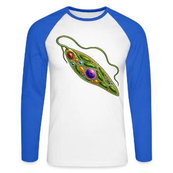 Euglena – Farbenfrohes Geißeltierchen Biologie - Unisex Baseballshirt langarm - Weiß/Royalblau - Vorne - Nik (191cm)