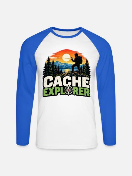 Cache Explorer - Unisex Baseballshirt langarm - Weiß/Royalblau
