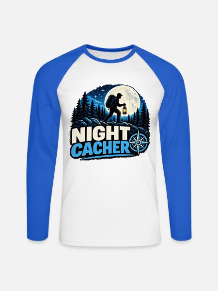 Night Cacher - Unisex Baseballshirt langarm - Weiß/Royalblau