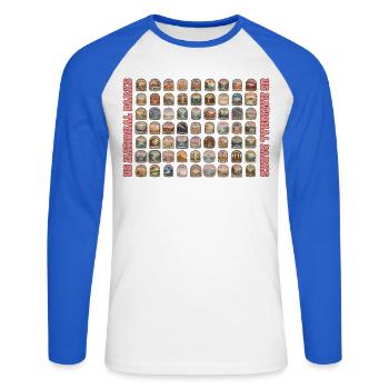 US National Parks – 63 USA National Parks Art - Unisex Baseballshirt langarm - Weiß/Royalblau - Vorne - Nik (191cm)