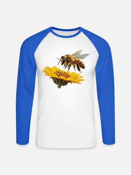 Honigbiene Biene - Unisex Baseballshirt langarm - Weiß/Royalblau