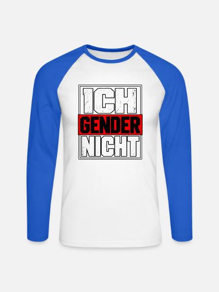 Ich gender nicht – Statement Spruch - Unisex Baseballshirt langarm - Weiß/Royalblau